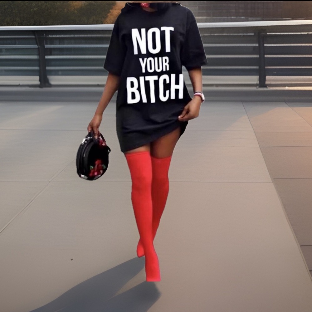 ‘NOT YOUR B ITCH’!Cotton Mini Dress / R Can B Worn As A Oversized T- Shirt